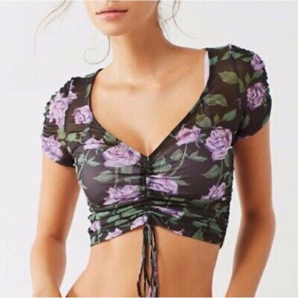 Urban Outfitters Sheet Ruched Floral Top